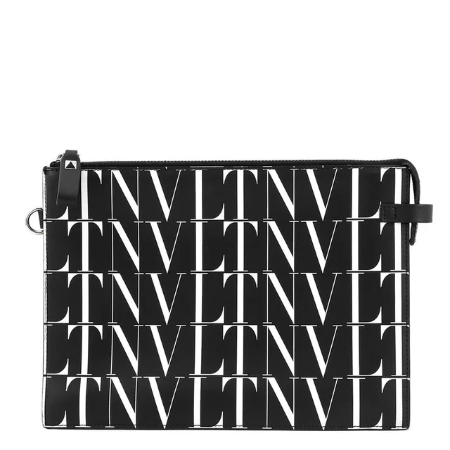 Valentino Garavani VLTN Logo Times Clutch Bag Black/WhiteWY2P0P09GTC_0NI Leather in Black Leather from GALLERY RARE