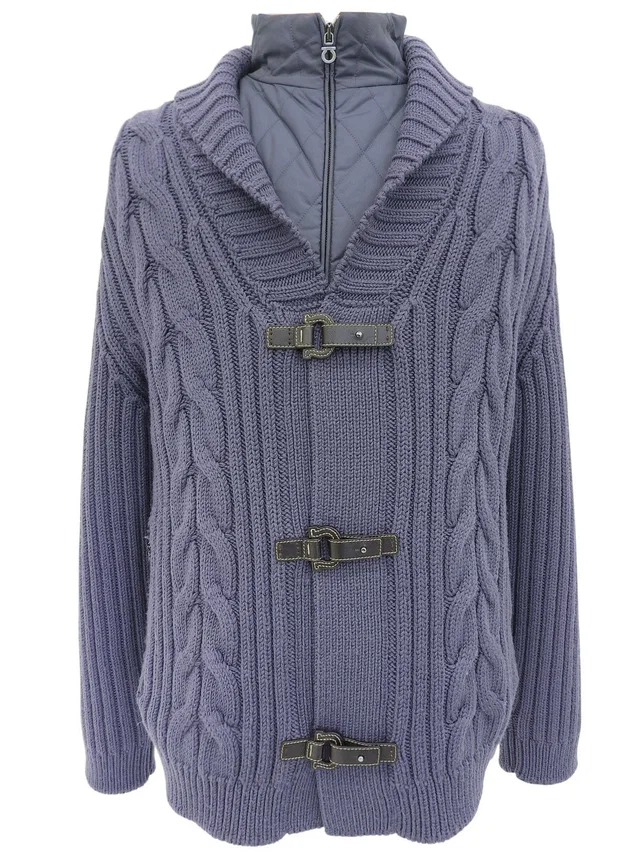 Ferragamo Wool Knit Down Coat #L Purple in Purple Wool from VINTAGE QOO TOKYO