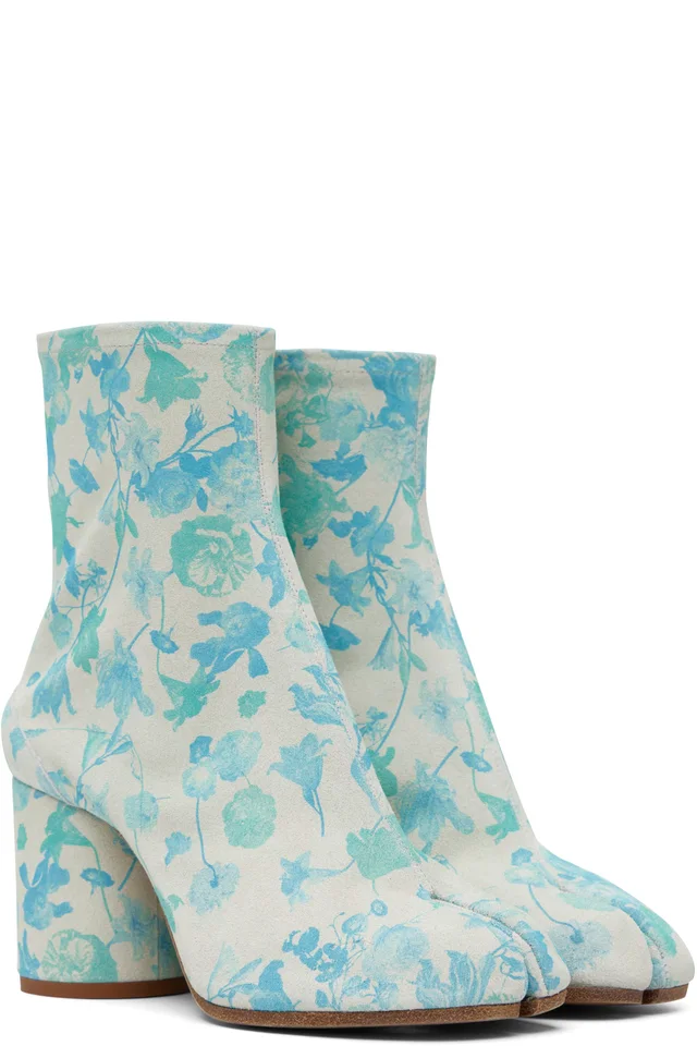 Maison Margiela Blue & Gray Tabi Ankle Boots, photo 4 of 5 from SSENSE