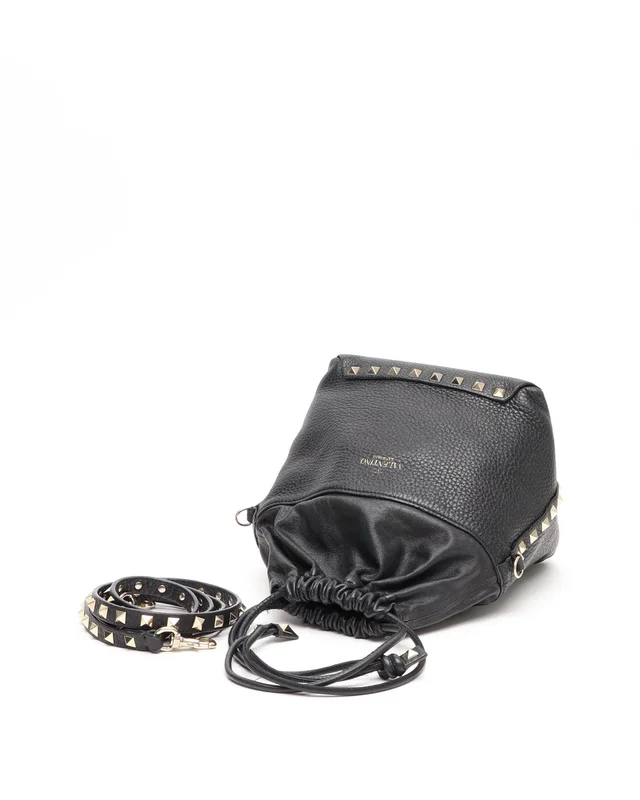 Valentino Garavani Rockstud Bucket Bag in Caviar leather from A Retro Tale, photo 5 of 8