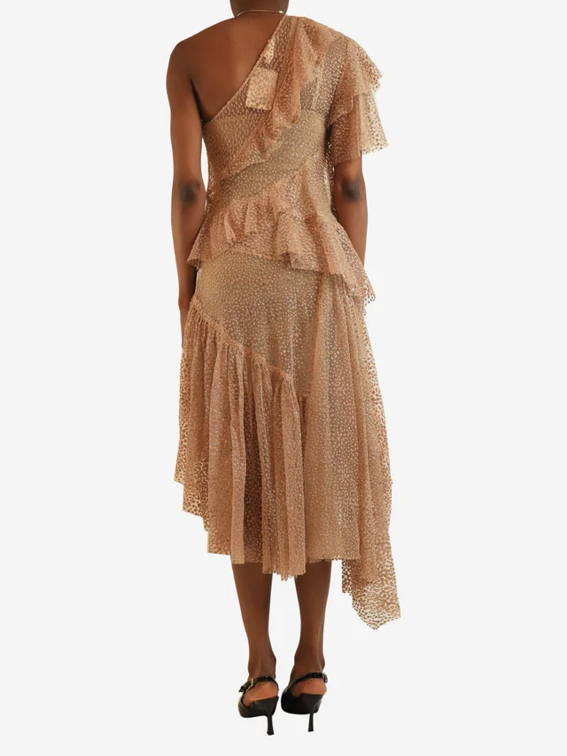 Zimmermann Blush pink glittery one shoulder polka-dot dress - size UK 8 in Pink from Sign of the Times, photo 2 of 2