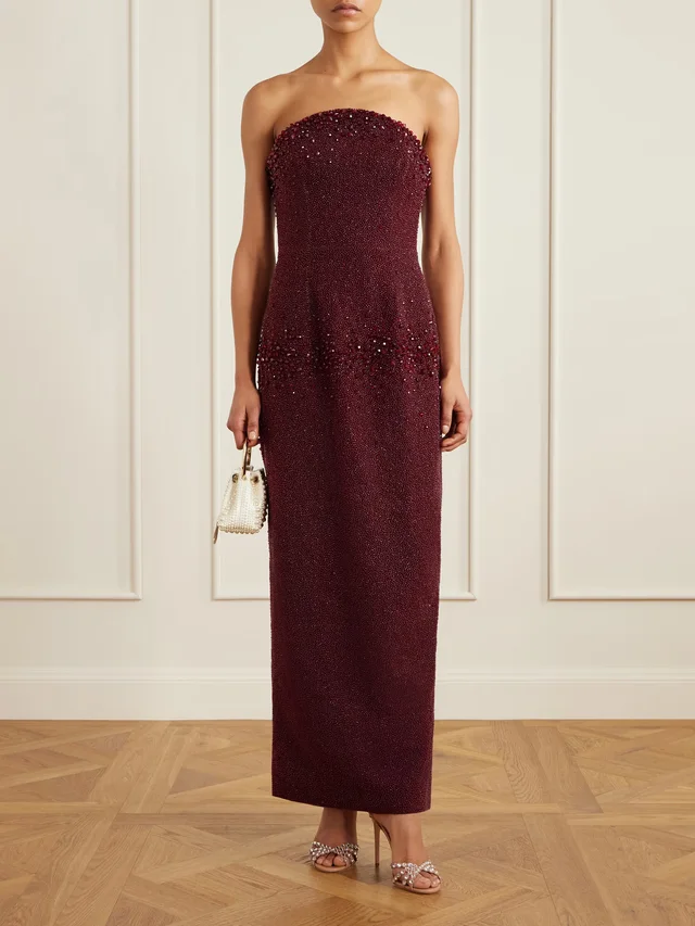CLIO PEPPIATT Tina strapless embellished crepe gown in Red, photo 2 of 2 from NET-A-PORTER (Canada)