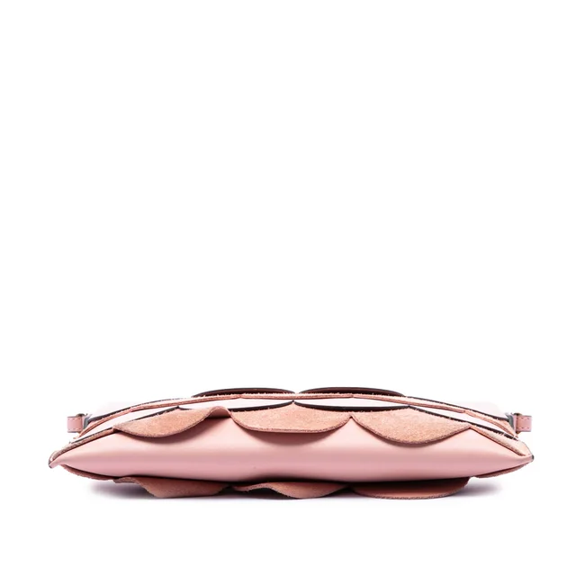 Pink Burberry Scalloped Leather and Suede Peyton Crossbody in Pink Suede from Designer Revival, photo 2 of 2