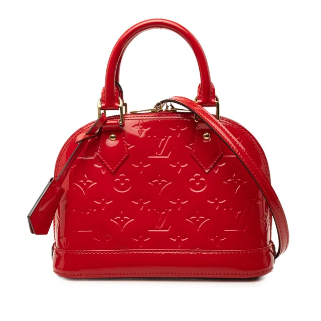 Red Louis Vuitton Monogram Vernis Alma BB Satchel in Red Leather from Designer Revival