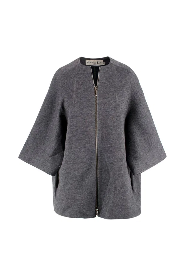 Dior Grey Virgin Wool Blend Double Zip Jacket in Grey Wool from HEWI