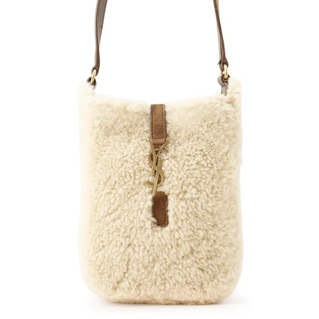 Saint Laurent LE 5 A 7 Body Bag Beige/Brown760376 Shearling Leather in Beige Leather from GALLERY RARE