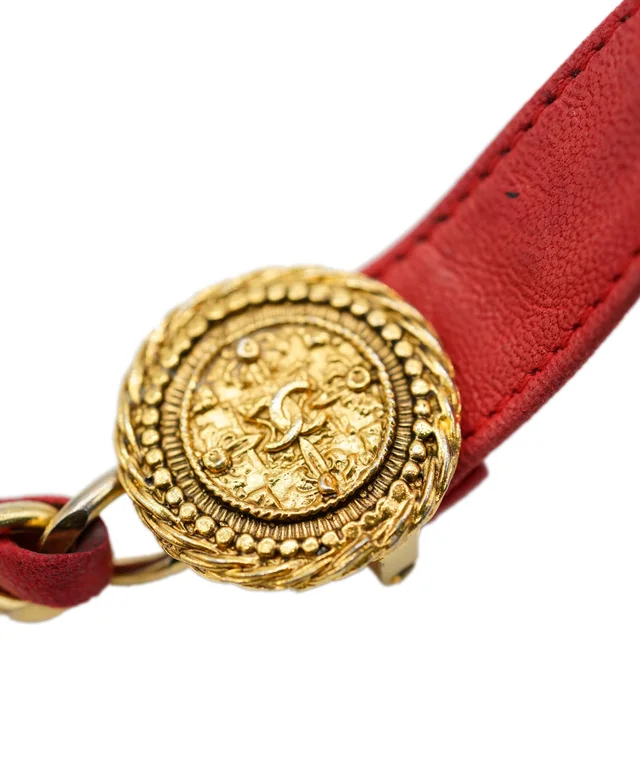 Chanel Red Leather Gold Belt in Red Leather from Luxury Promise, photo 5 of 7