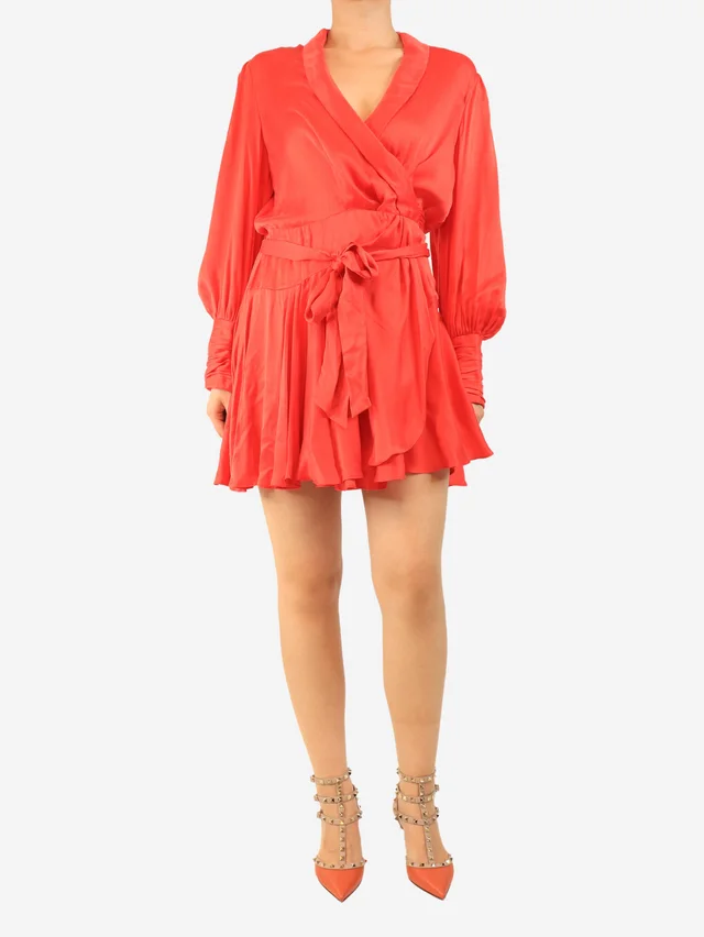 Zimmermann Red silk wrap dress - size UK 12 in Red Silk from Sign of the Times