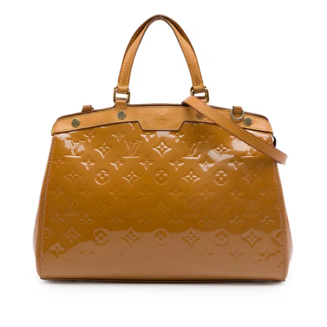 Yellow Louis Vuitton Monogram Vernis Brea MM Satchel in Yellow Leather from Designer Revival