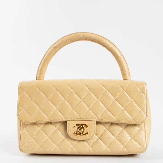 Chanel Vintage Beige Caviar Kelly Bag in Beige Caviar leather from Labellov