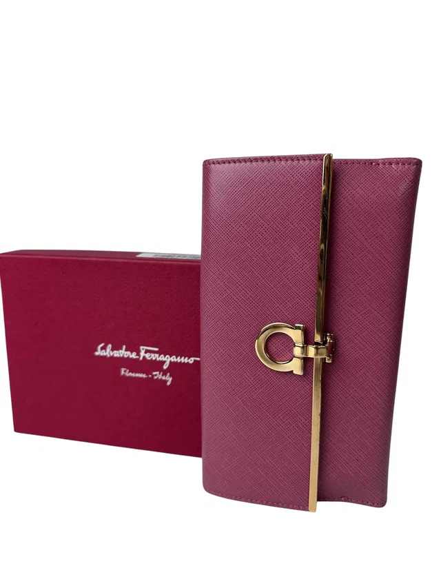 Ferragamo Pink Tr-Fold Wallet in Pink from Luxury Promise