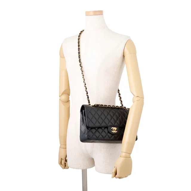 Chanel Matelasse W Flap ChainShoulder Bag BlackA01112 Caviar Leather Size 25 in Caviar leather from GALLERY RARE, photo 5 of 16