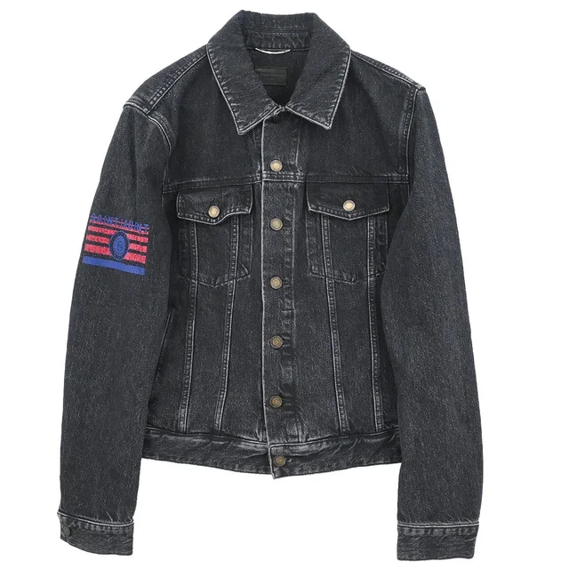 Saint Laurent 2018 Single Breasted Denim Jacket Black #M in Black Denim from AMORE Vintage Tokyo