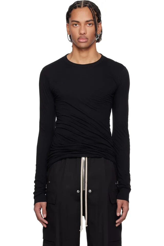 Rick Owens Black Temple Double LS T-shirt, image 1 of 1 from SSENSE