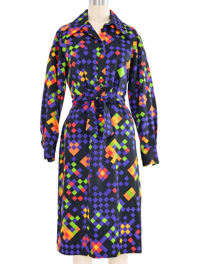 Lanvin Geometric Printed Shirt Dress in Multicolor from Arcade Vintage