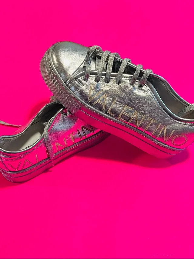By Mario Valentino Women’s Dalia Metallic Leather Sneakers Size 8 in silver|gray Leather from Poshmark