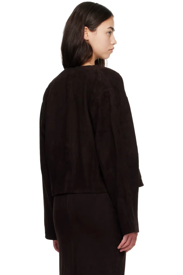 St. Agni Brown Suede Utility Cocoon Bomber Jacket, photo 3 of 4 from SSENSE