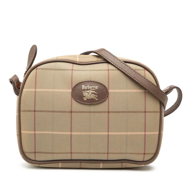 Burberry Vintage Check Canvas Crossbody in Tan Canvas from Designer Revival