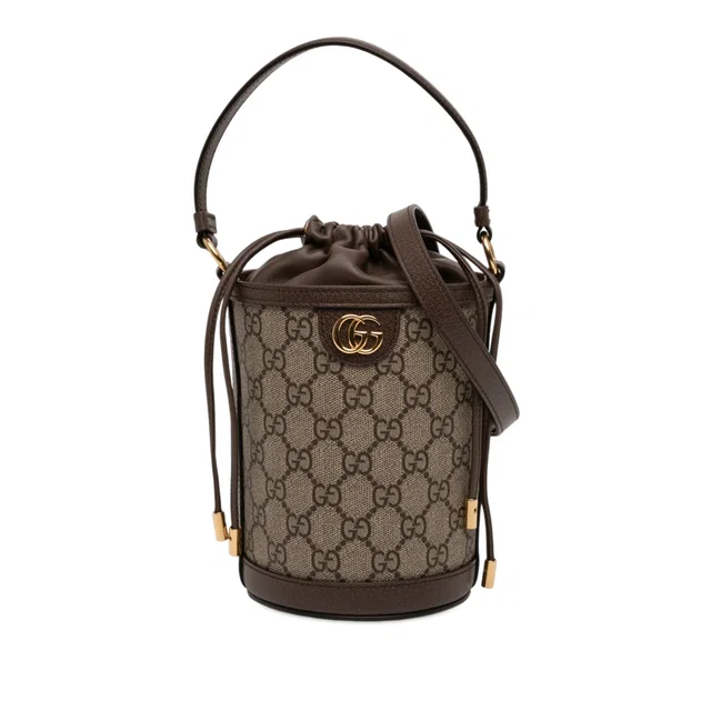 Beige Gucci Mini GG Supreme Ophidia Bucket Bag in Beige Coated canvas from Designer Revival