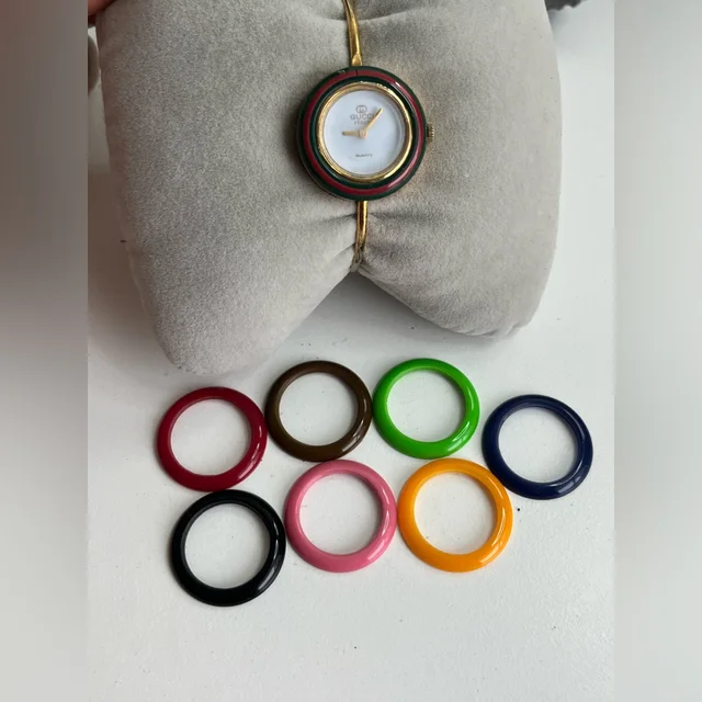 Gucci Made In Italy Watch Ladies Interchangeable Bezels + 8 Bezels in gold|white from Poshmark