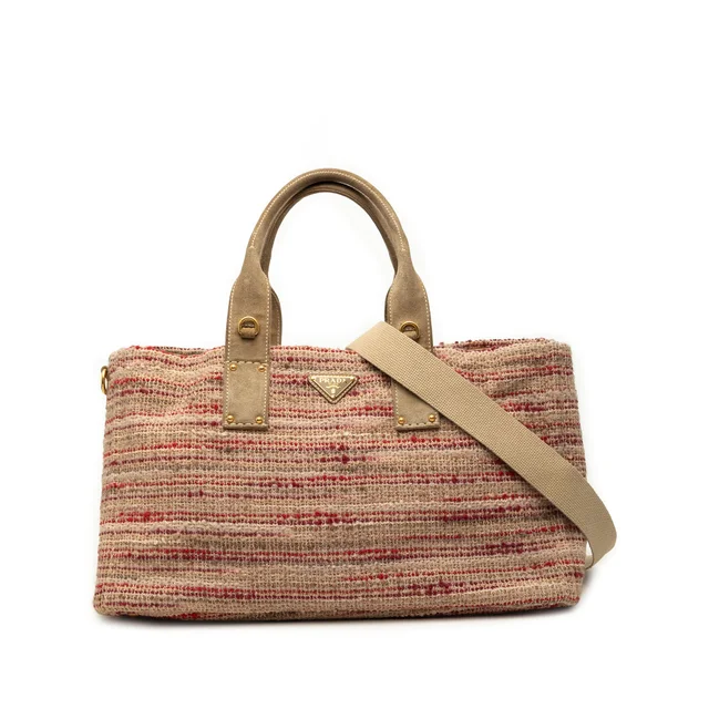 Multi Prada Tweed Satchel in Tweed from Designer Revival