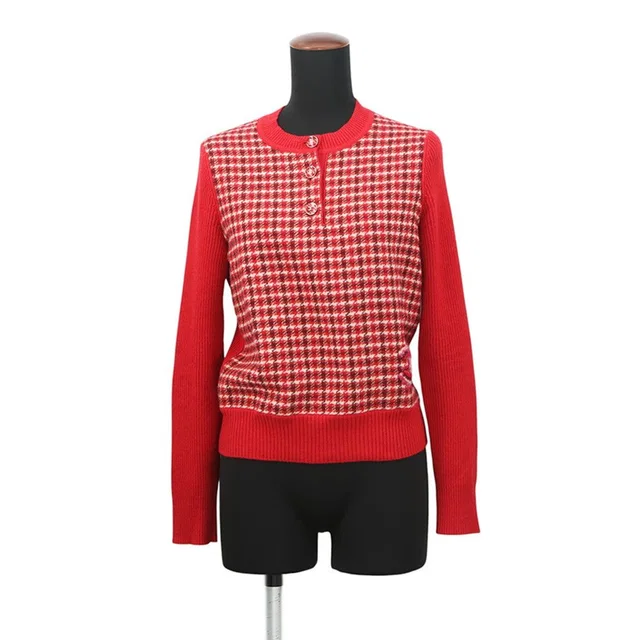 Chanel Knit CC Logo Check 34 Top Sweater in Cashmere from The Reluxe