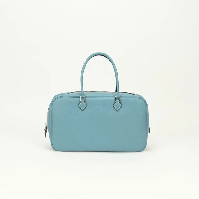 Hermès Plume Tote Epsom Blue Jean Bleu Silver Handbag Veau in Blue Epsom leather from The Reluxe