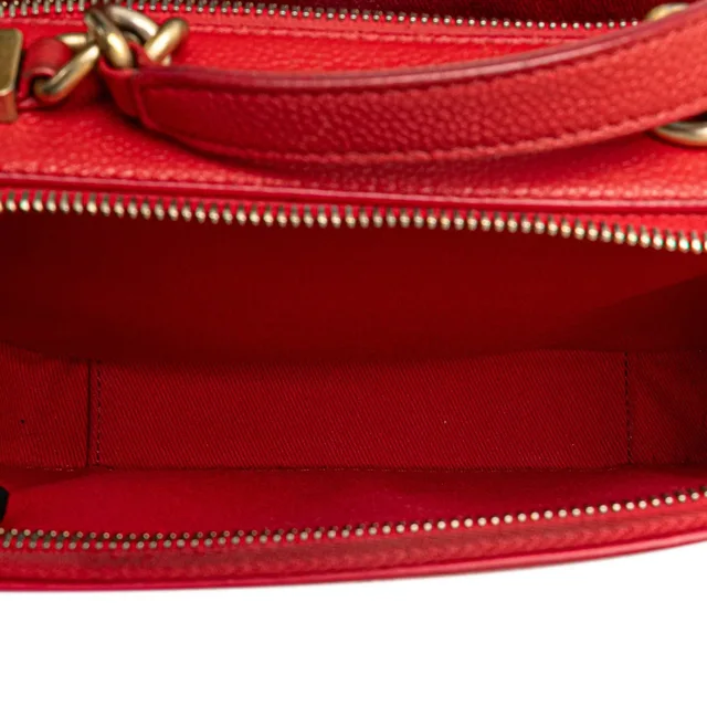 Red Chanel Small Quilted Caviar Top Handle Camera Bag Satchel in Red Caviar leather from Designer Revival, photo 2 of 2