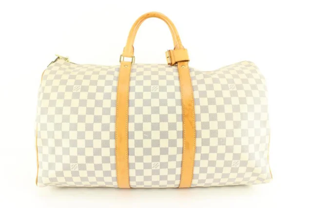 Louis Vuitton Damier Azur Keepall 50 Duffle Bag in Canvas from Bagriculture