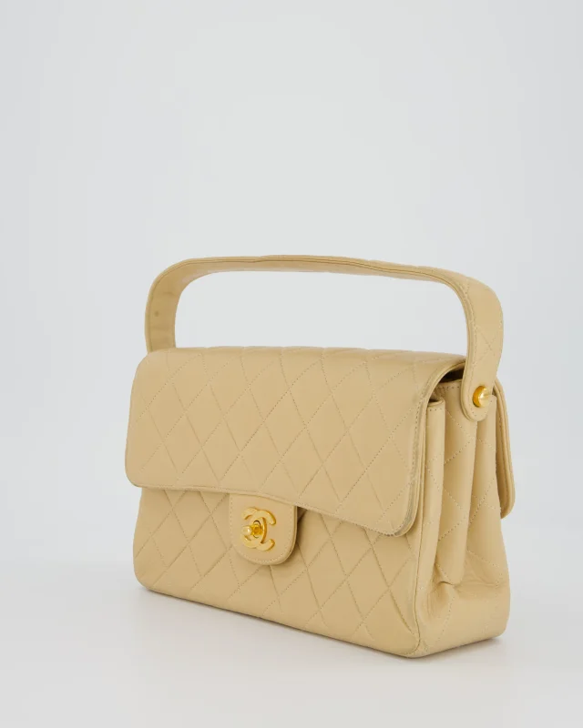 Chanel Vintage Medium Double-Sided Flap Bag in Beige Lambskin from Sellier, photo 4 of 18