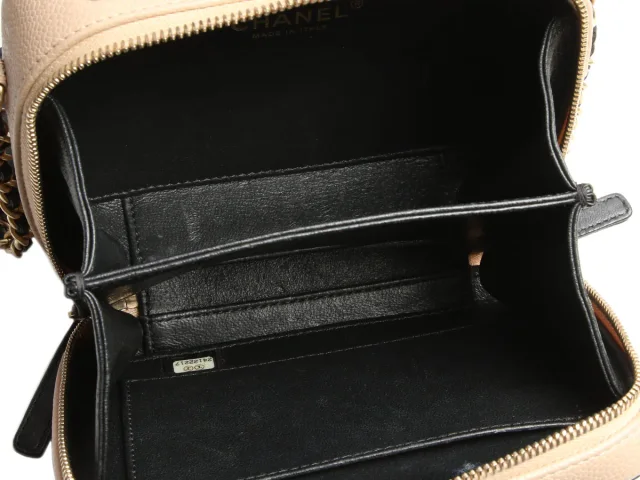 Chanel Small Beige and Black Quilted Caviar Filigree Bag in Black Caviar leather from Ann's Fabulous Finds, photo 8 of 9