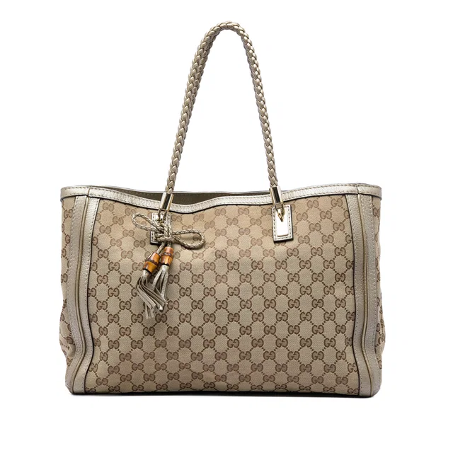 Beige Gucci GG Canvas Bella Tote in Beige Canvas from Designer Revival
