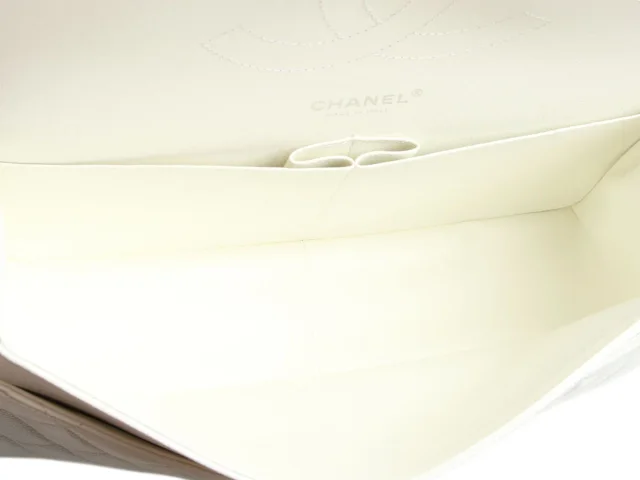 Chanel Jumbo White Quilted Caviar Classic Double Flap in White Caviar leather from Ann's Fabulous Finds, photo 9 of 10