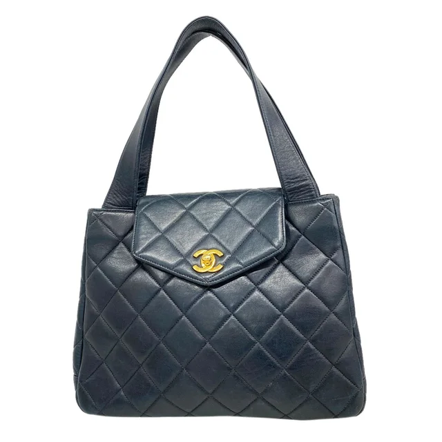 Chanel Handbag Quilted Lambskin Black Gold in Black Lambskin from The Reluxe