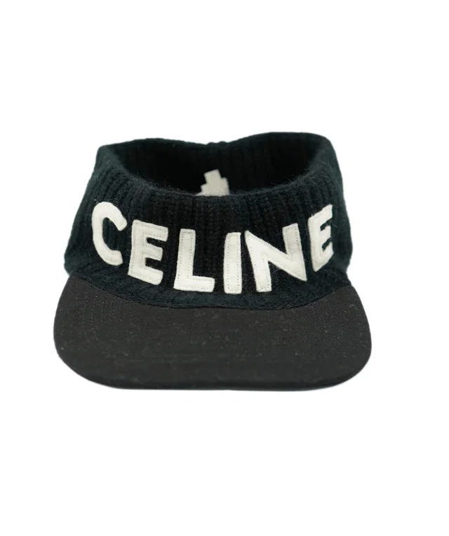 Celine Logo Visor Black Wool in Black Wool from Luxury Promise