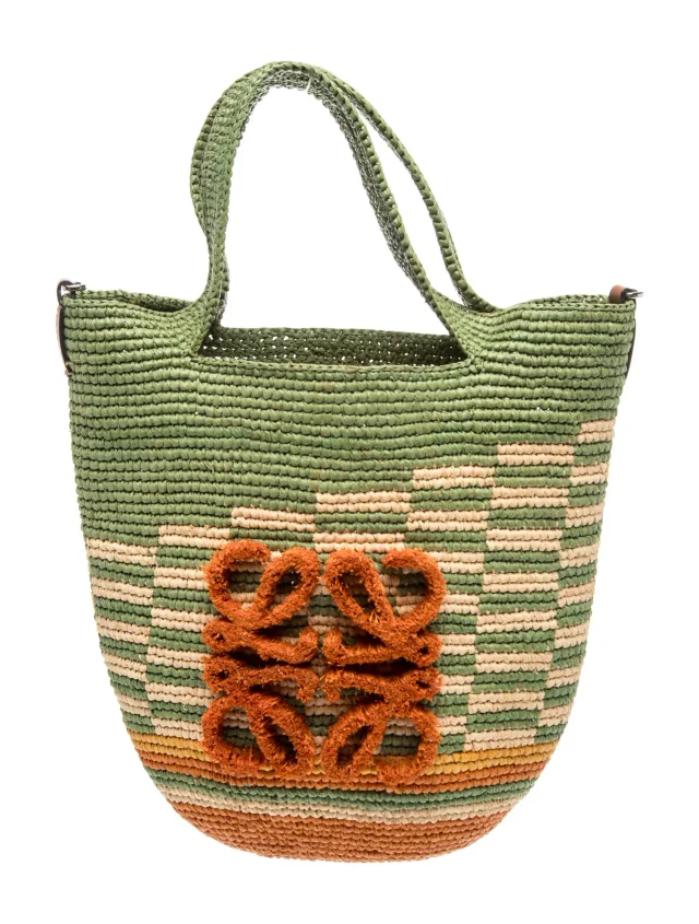 Loewe Raffia Slit in green Raffia from The RealReal