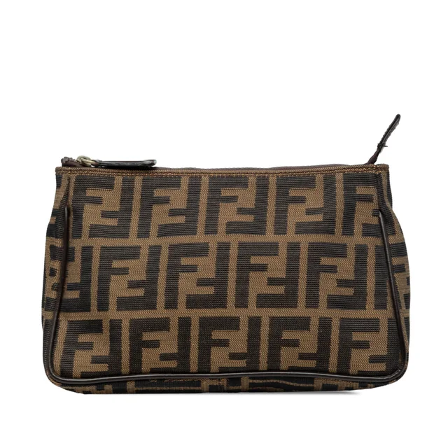 Brown Fendi Zucca Canvas Pouch in Brown Canvas from Designer Revival