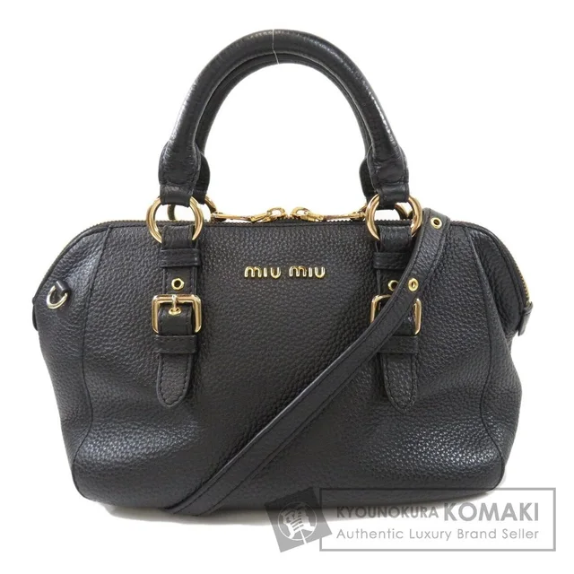 Miu Miu Madras Leather 2way Handbag Dual Front Buckle Black in black Leather from Poshmark