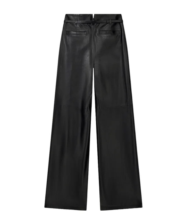 Emporio Armani Trousers in leather with high waist wide leg and belt, photo 2 of 7 from SENSER