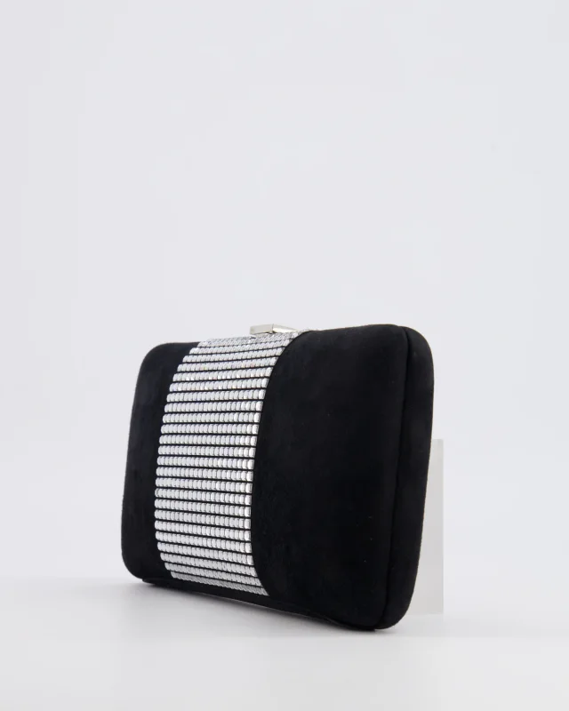 Chanel 2015 Paris-Dubai Black Suede Strass Crystal Clutch Bag with Crystal Embellished CC Logo in Black Suede from Sellier, photo 13 of 21