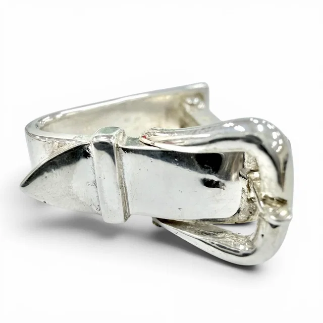 Hermès Vintage Ceinture Belt Motif Scarf Ring Silver in Silver from The Reluxe