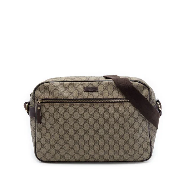 Beige Gucci GG Supreme Crossbody in Beige Coated canvas from Designer Revival