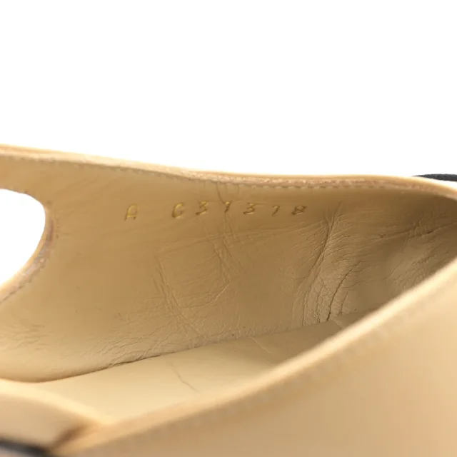 Chanel Grosgrain Cap Toe CC Slingback Pumps 38.5 Beige Black in Black Goatskin from FASHIONPHILE, photo 9 of 9