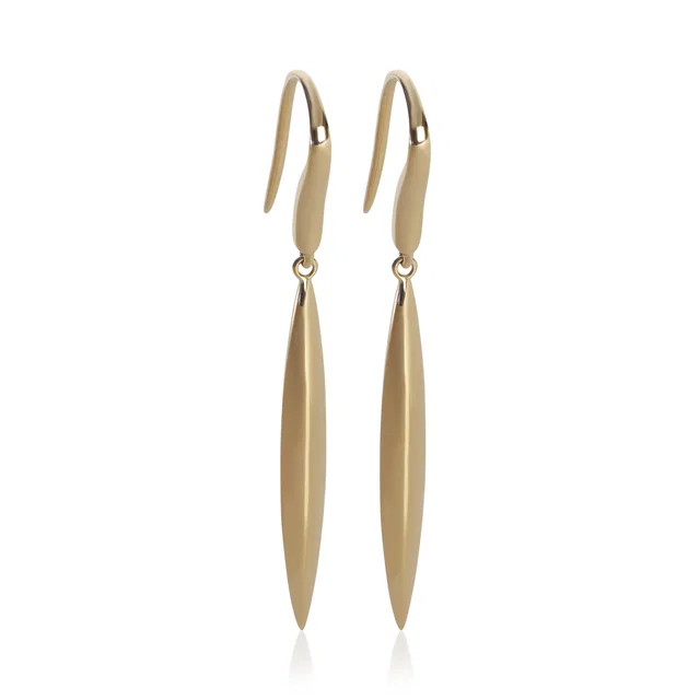 Tiffany & Co. Yellow Gold Feather Drop Earrings 18k in Yellow from HEWI