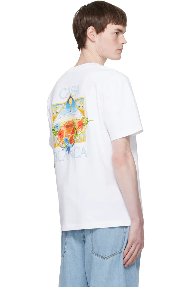 Casablanca White Tennis Landscape Classic T‑shirt, photo 3 of 4 from SSENSE