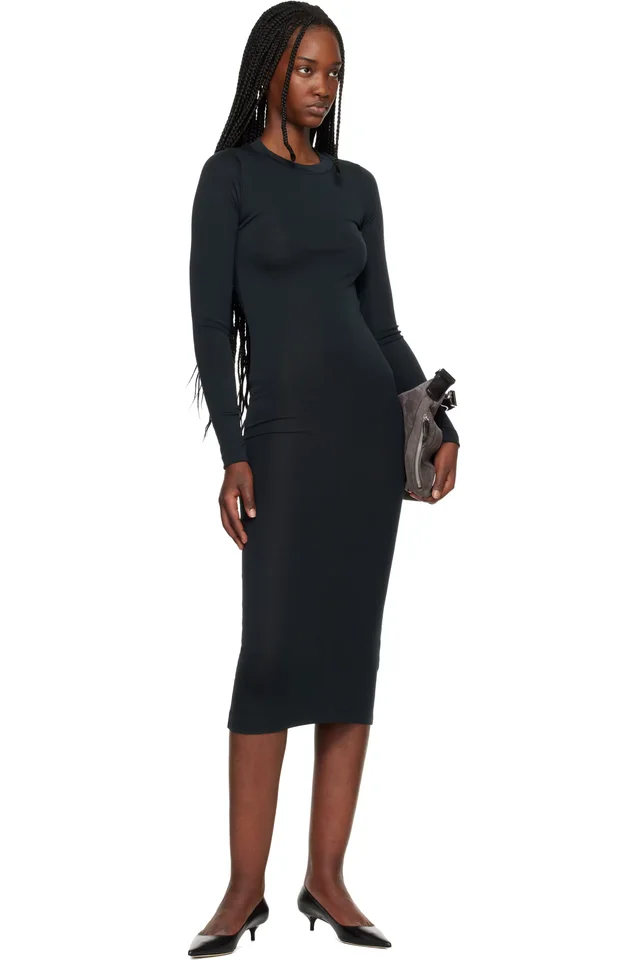 Fear of God ESSENTIALS Black Fitted Long Sleeve Maxi Dress, photo 4 of 4 from SSENSE