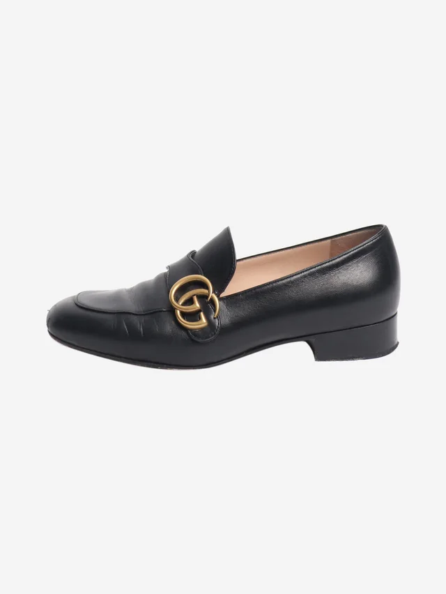 Gucci Black GG leather loafers - size EU 37.5 in Black Leather from Sign of the Times