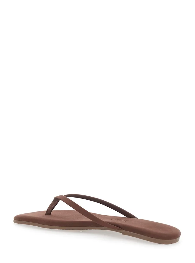 TKEES 'Lily' Brown Flip-Flop Sandals with Square Toe in Suede Woman in Brown, photo 6 of 8 from Gaudenzi Boutique