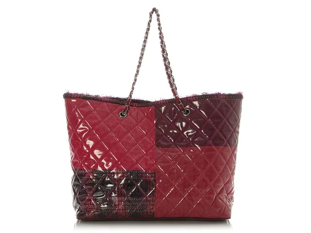 Chanel Large Pink and Purple Patchwork Tweed Tote in Pink Tweed from Ann's Fabulous Finds