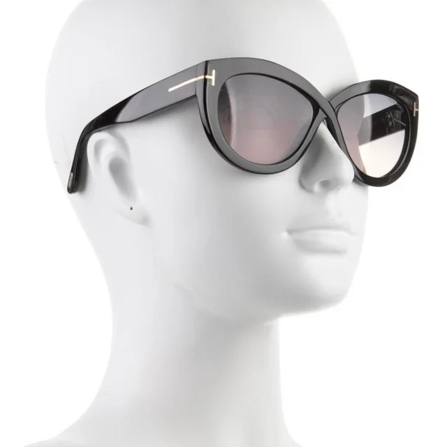 Tom Ford Women's Cat eye Sunglasses - Black in black from Depop, photo 3 of 3